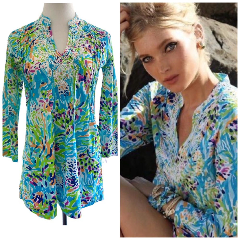 Lilly Pulitzer Sarasota Sea Soirée Cotton Tunic Size XS NWOT